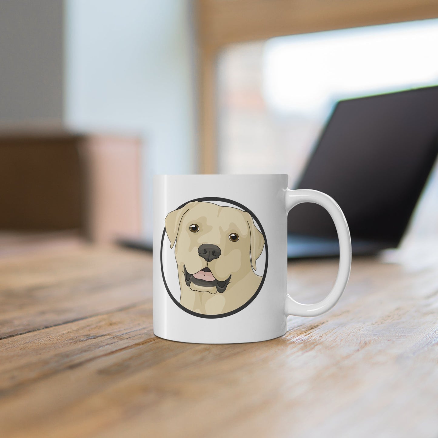 Yellow Labrador Retriever Circle | Mug - Detezi Designs-21691193008514201881