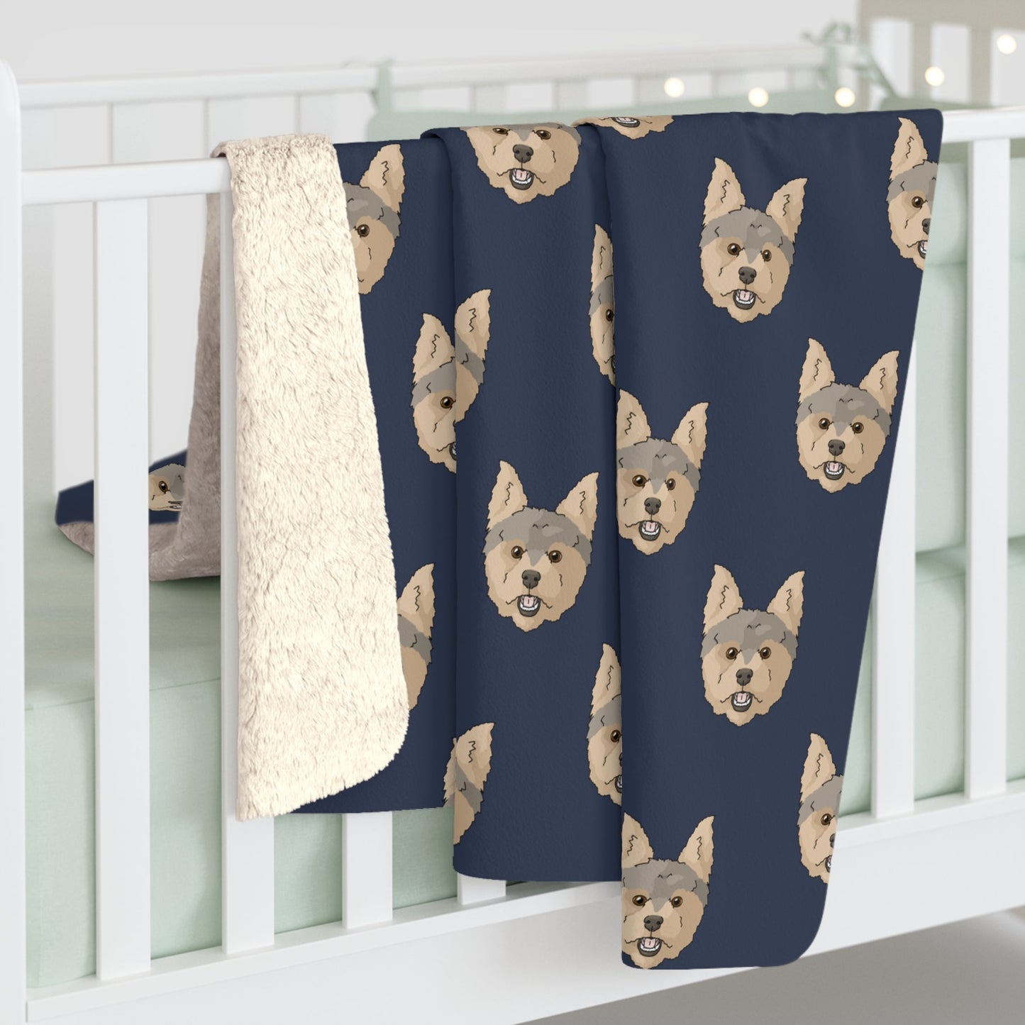 Yorkshire Terrier Faces | Sherpa Fleece Blanket - Detezi Designs-13379905907084787640
