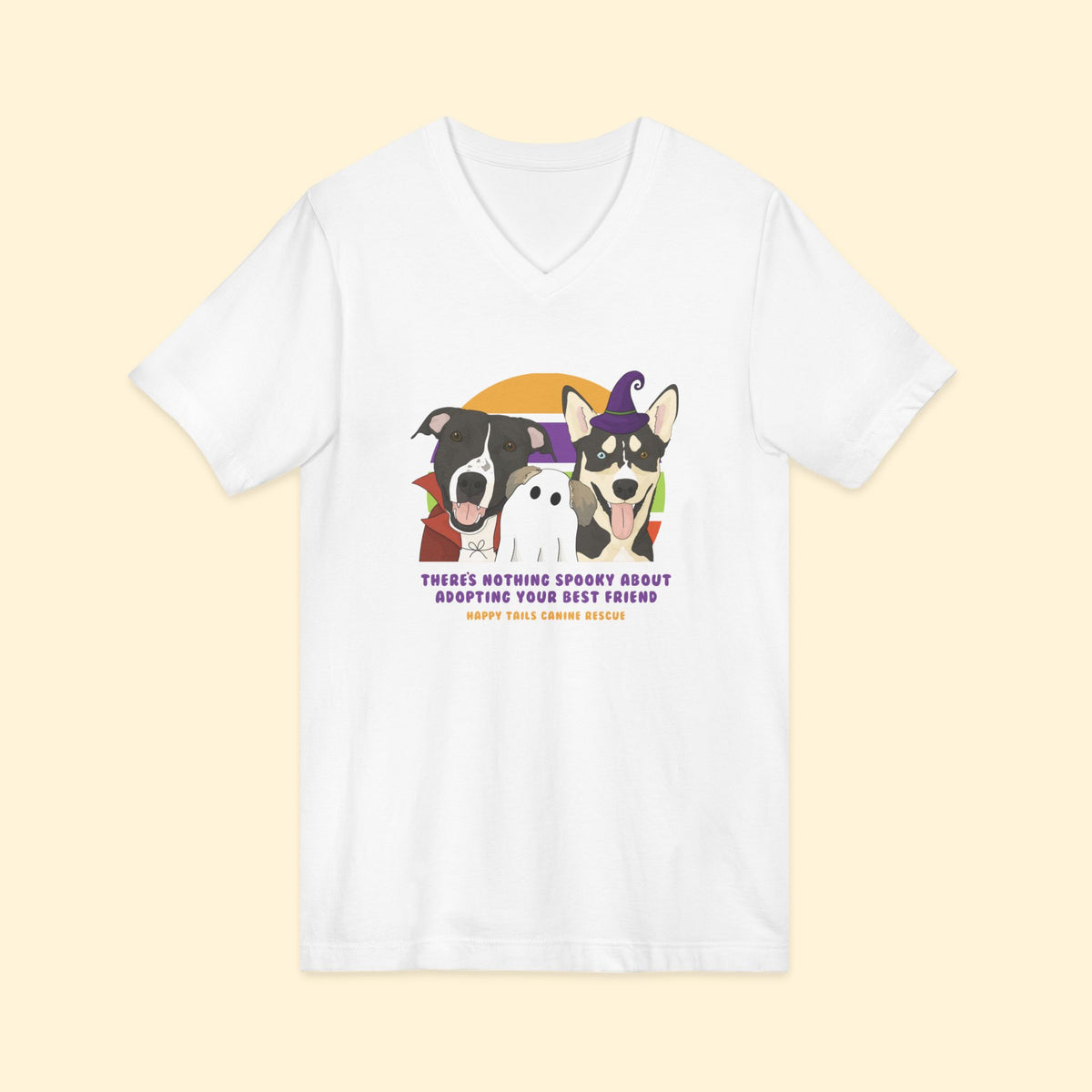 Unisex V-Neck Tee | FUNDRAISER | Happy Tails Canine Rescue | Halloween