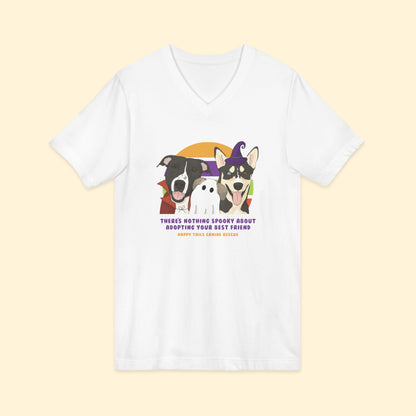 Unisex V-Neck Tee | FUNDRAISER | Happy Tails Canine Rescue | Halloween