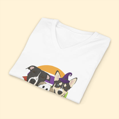 Unisex V-Neck Tee | FUNDRAISER | Happy Tails Canine Rescue | Halloween