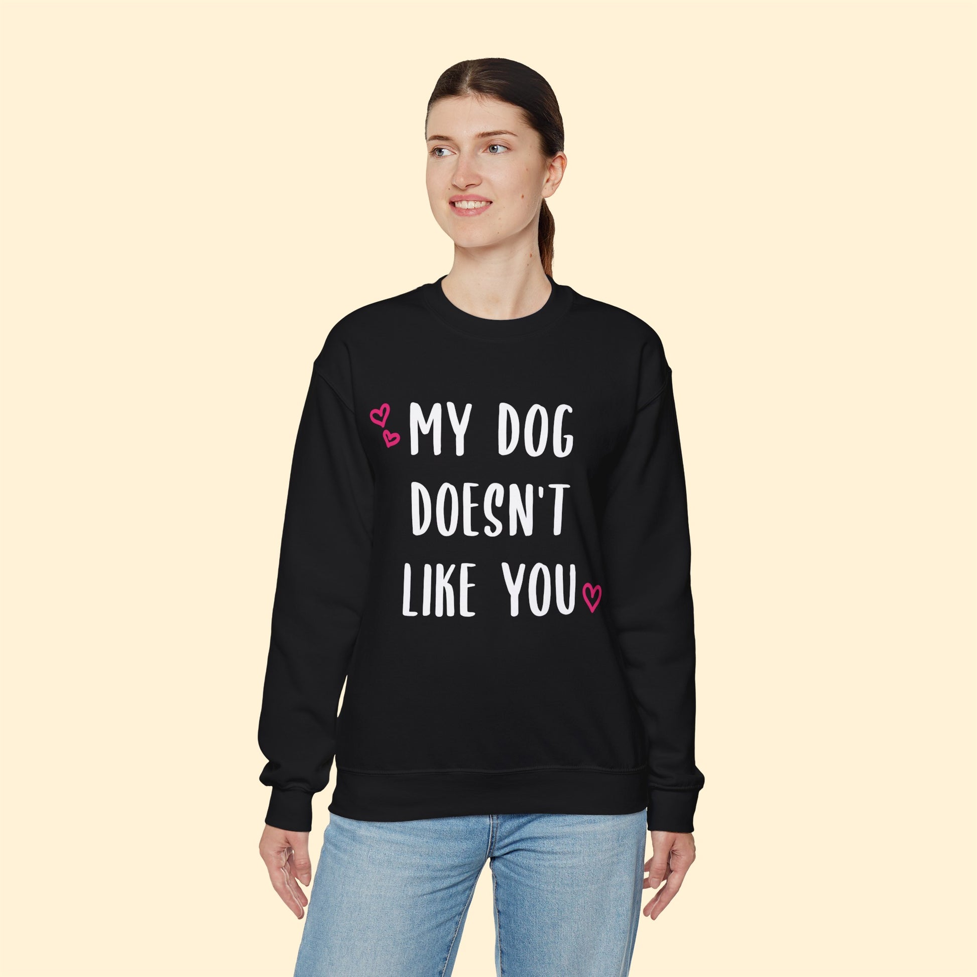 My Dog Doesn't Like You | Crewneck Sweatshirt - Detezi Designs-32312101690200207476