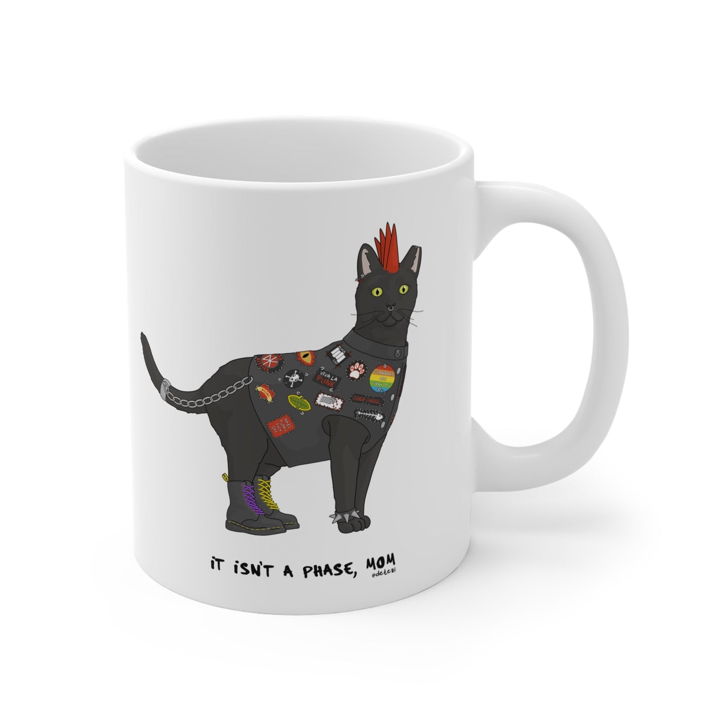 11oz Mug | Punk Cat - Detezi Designs-23402511983066250006