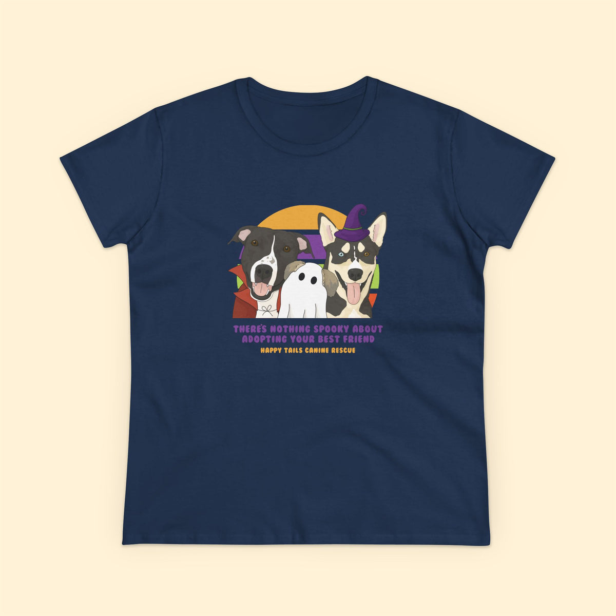 Ladies' Cut Crewneck Tee | FUNDRAISER | Happy Tails Canine Rescue | Halloween