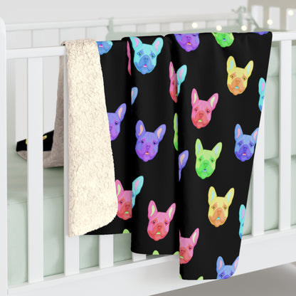 Rainbow French Bulldogs | Sherpa Fleece Blanket