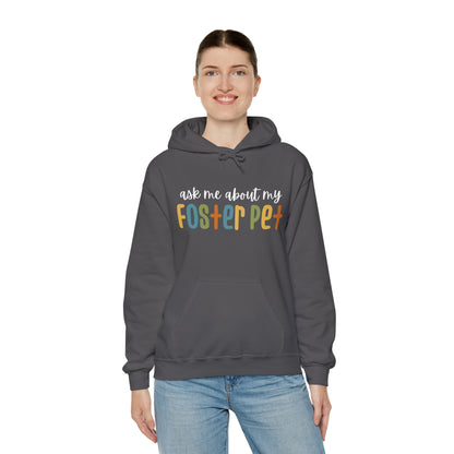 Ask Me About My Foster Pet - Retro Colors | Hooded Sweatshirt - Detezi Designs-30996556756668609974