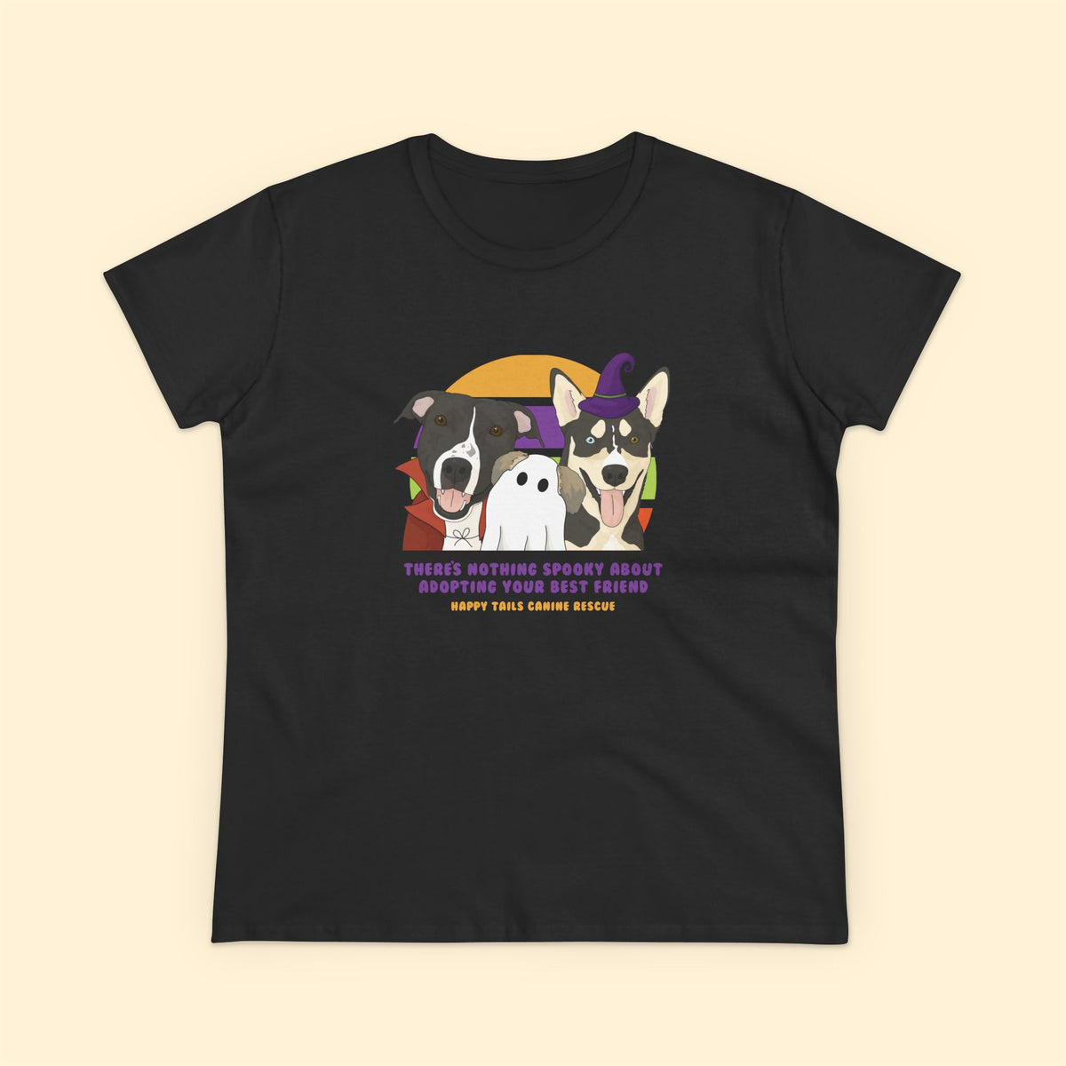Ladies' Cut Crewneck Tee | FUNDRAISER | Happy Tails Canine Rescue | Halloween