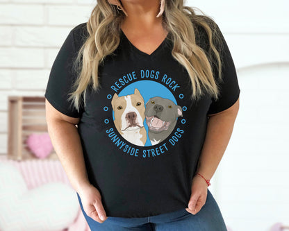 Unisex V-Neck Tee | FUNDRAISER | Sunnyside Street Dogs | Rescue Dogs Rock