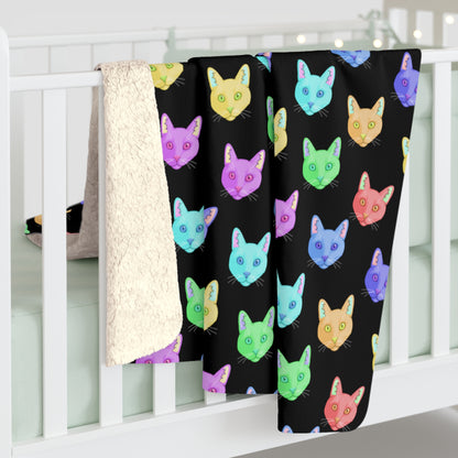 Rainbow DSH Cats | Sherpa Fleece Blanket