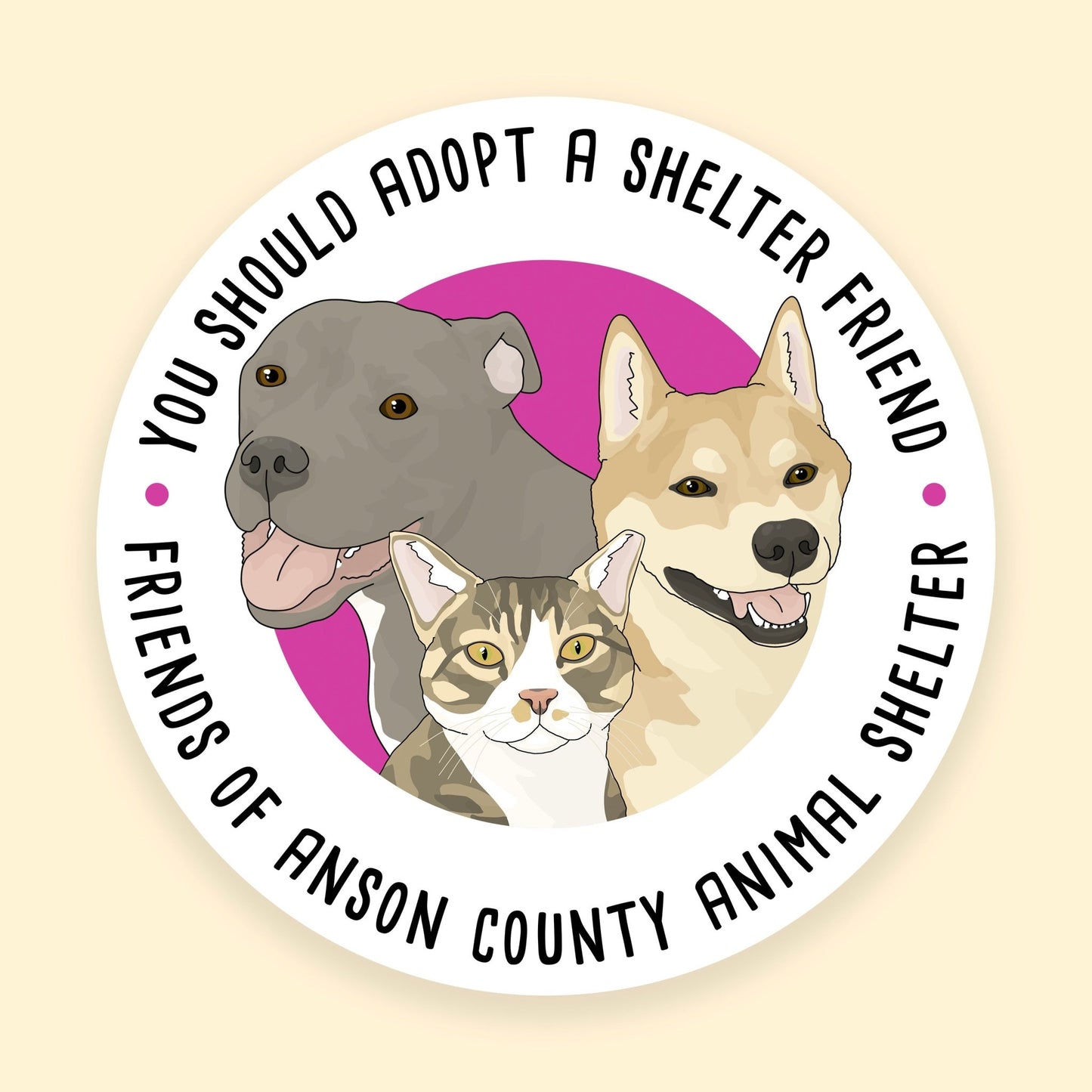 3" Vinyl Sticker | FUNDRAISER | Friends of Anson County Animal Shelter - Detezi Designs - 