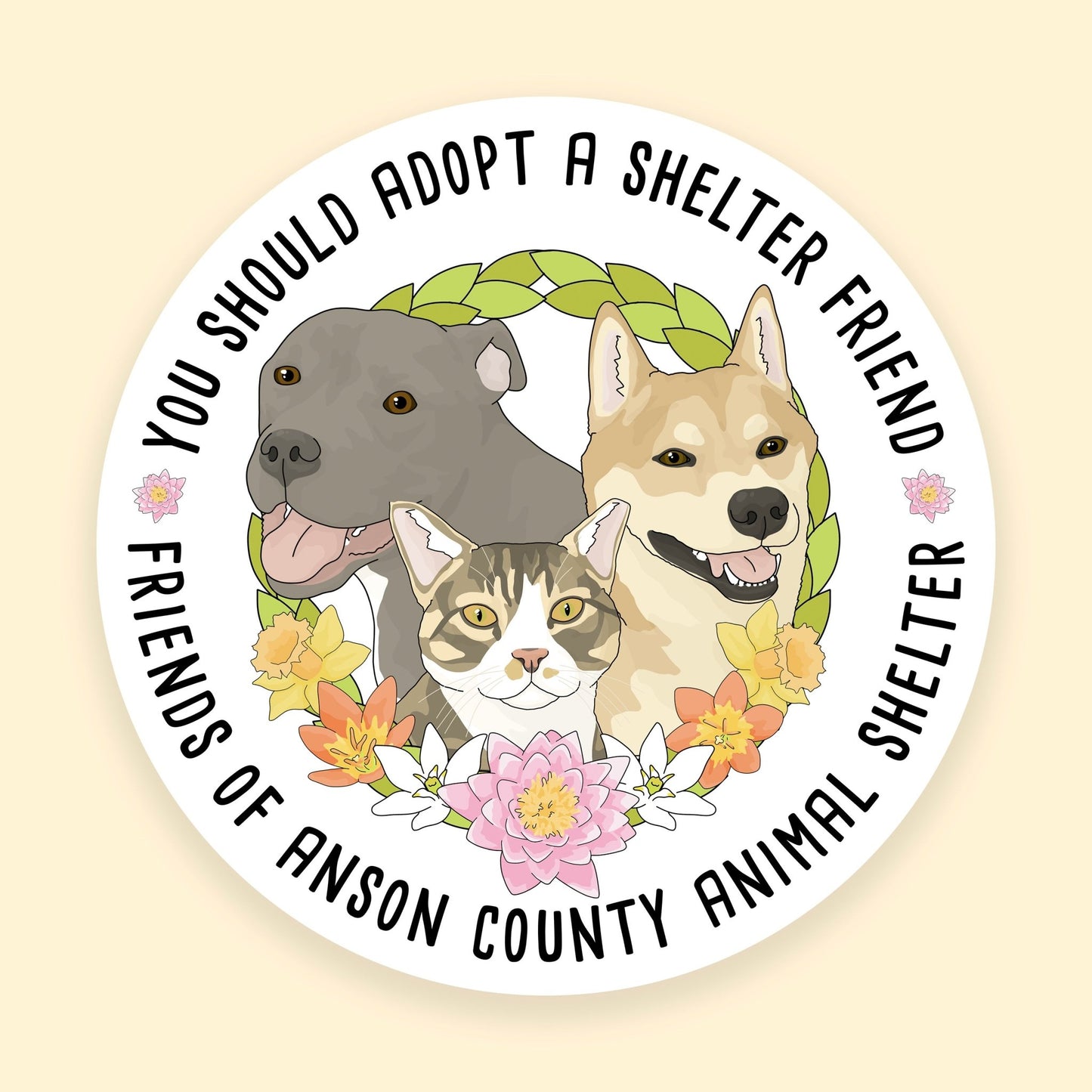 3" Vinyl Sticker | FUNDRAISER | Friends of Anson County Animal Shelter - Detezi Designs - 