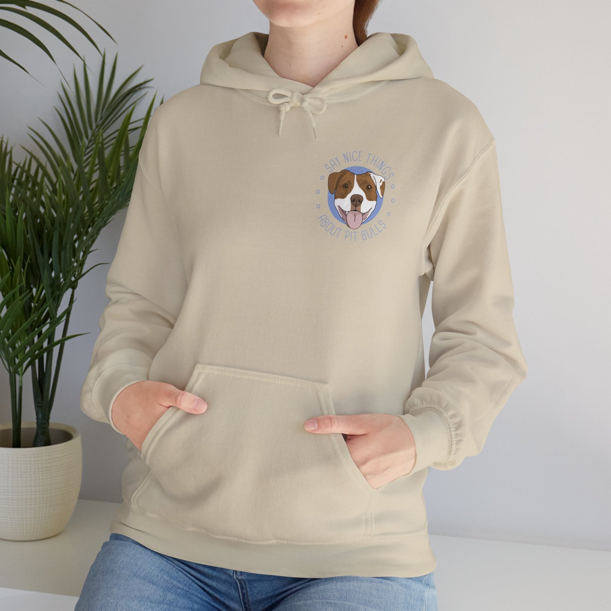 Say Nice Things About Pit Bulls | Pocket Print | Hooded Sweatshirt - Detezi Designs-12142129986507825089