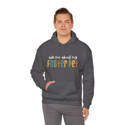 Ask Me About My Foster Pet - Retro Colors | Hooded Sweatshirt - Detezi Designs-30996556756668609974