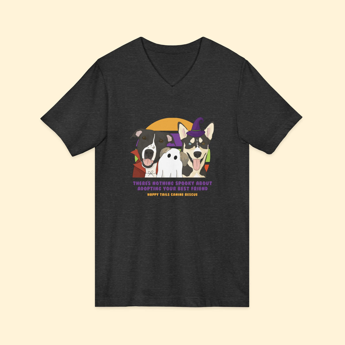 Unisex V-Neck Tee | FUNDRAISER | Happy Tails Canine Rescue | Halloween