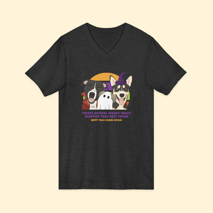 Unisex V-Neck Tee | FUNDRAISER | Happy Tails Canine Rescue | Halloween