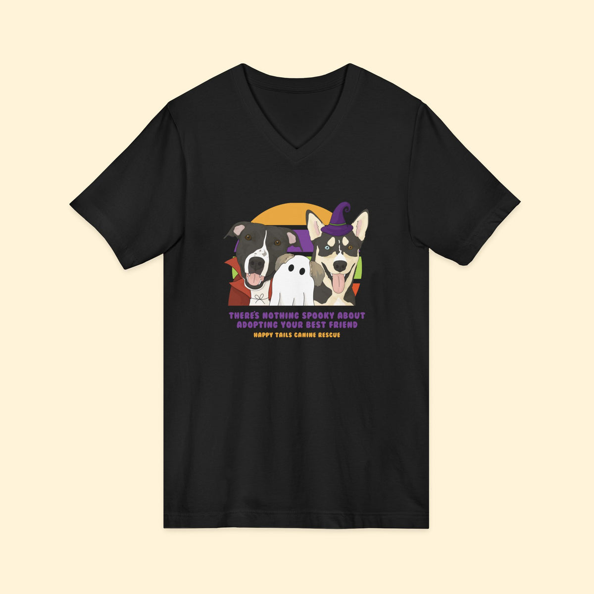 Unisex V-Neck Tee | FUNDRAISER | Happy Tails Canine Rescue | Halloween
