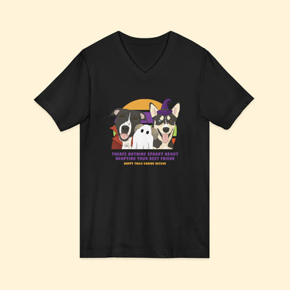 Unisex V-Neck Tee | FUNDRAISER | Happy Tails Canine Rescue | Halloween
