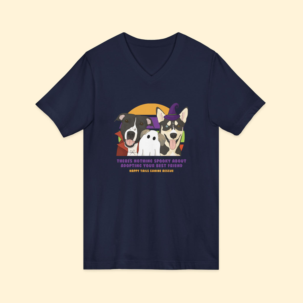 Unisex V-Neck Tee | FUNDRAISER | Happy Tails Canine Rescue | Halloween