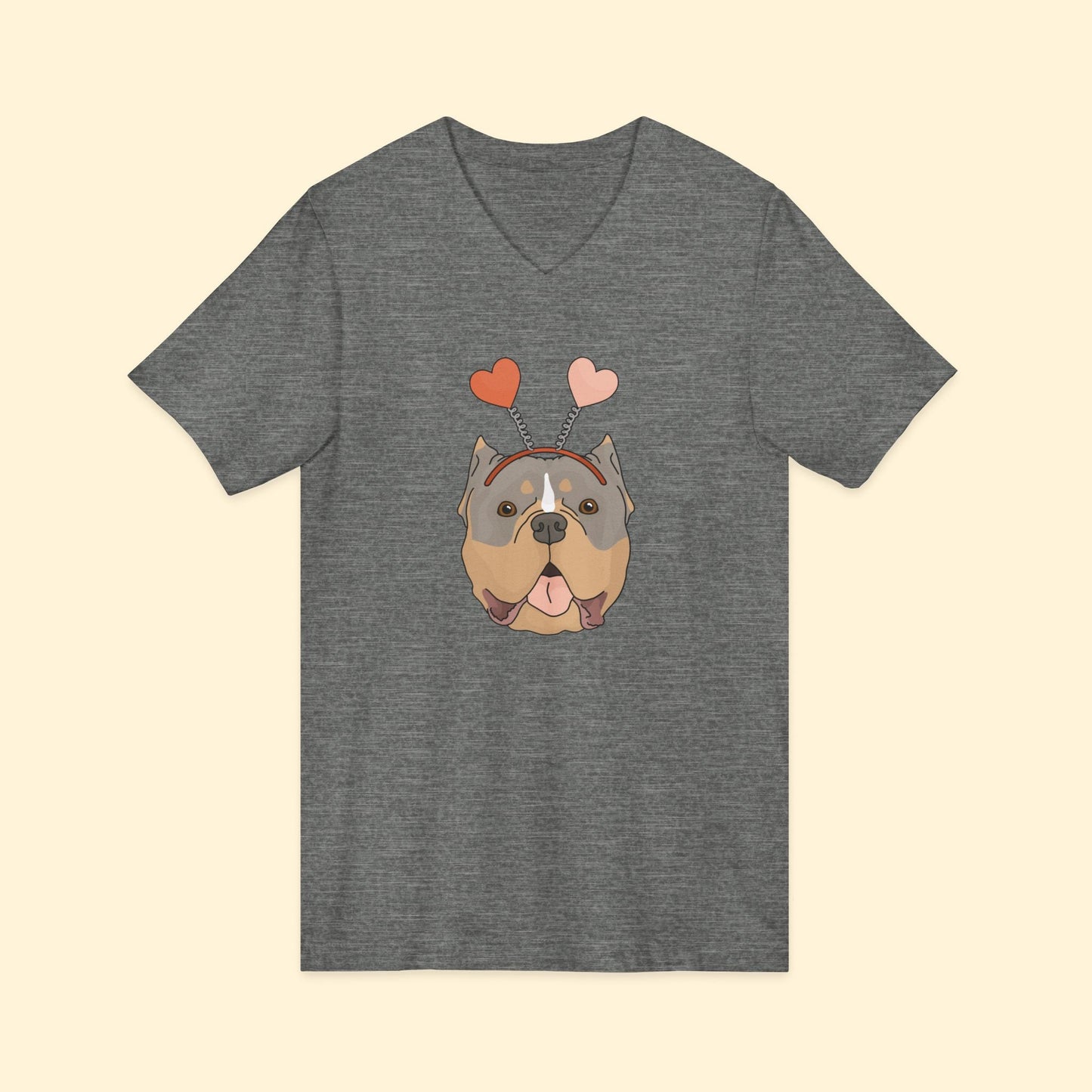 A Very American Bully Valentine | Unisex V - Neck Tee - Detezi Designs - 16157338211644366959