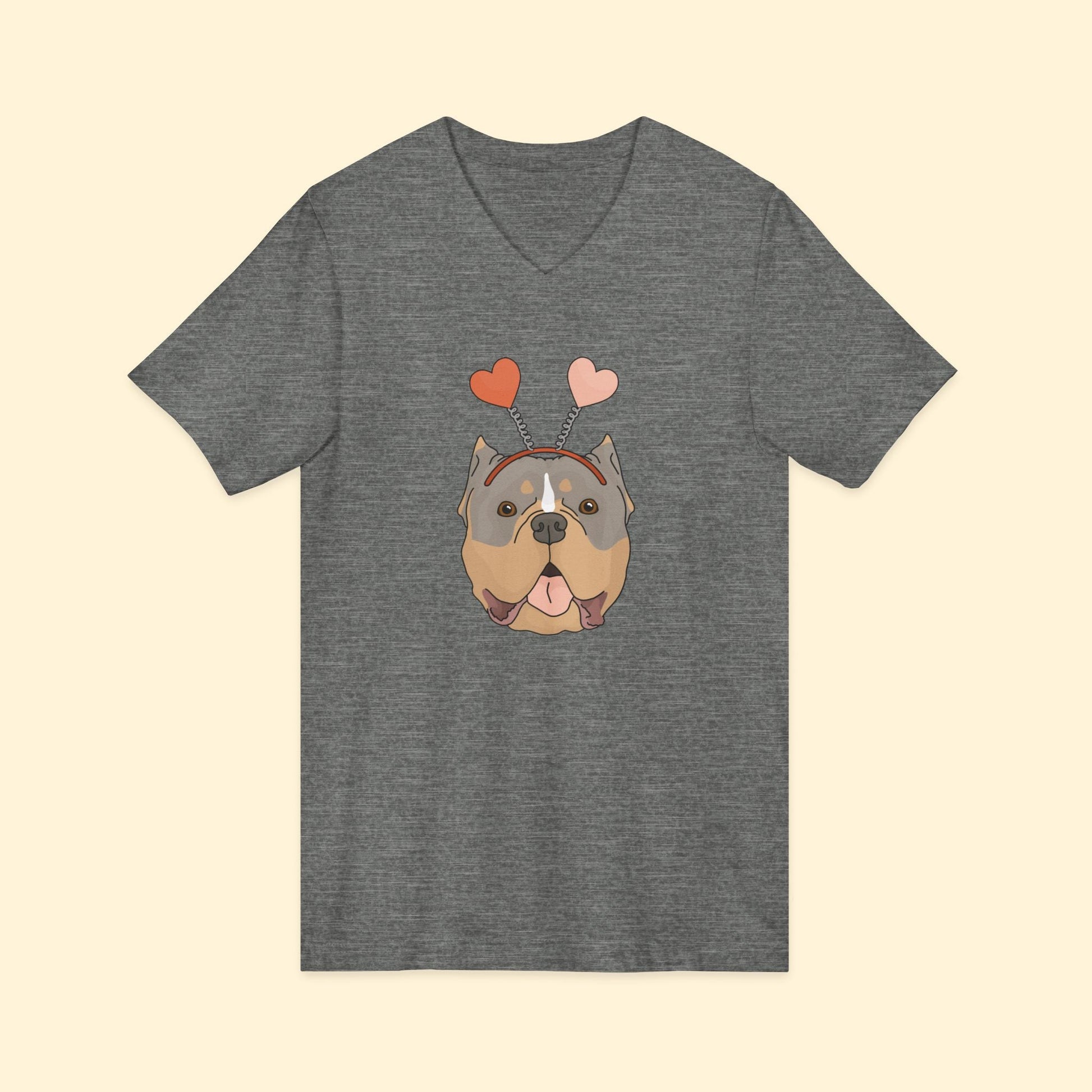 A Very American Bully Valentine | Unisex V - Neck Tee - Detezi Designs - 16157338211644366959