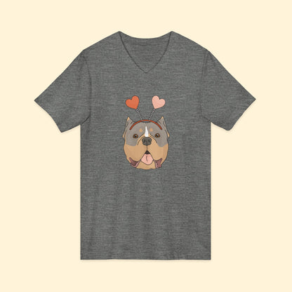A Very American Bully Valentine | Unisex V - Neck Tee - Detezi Designs - 16157338211644366959