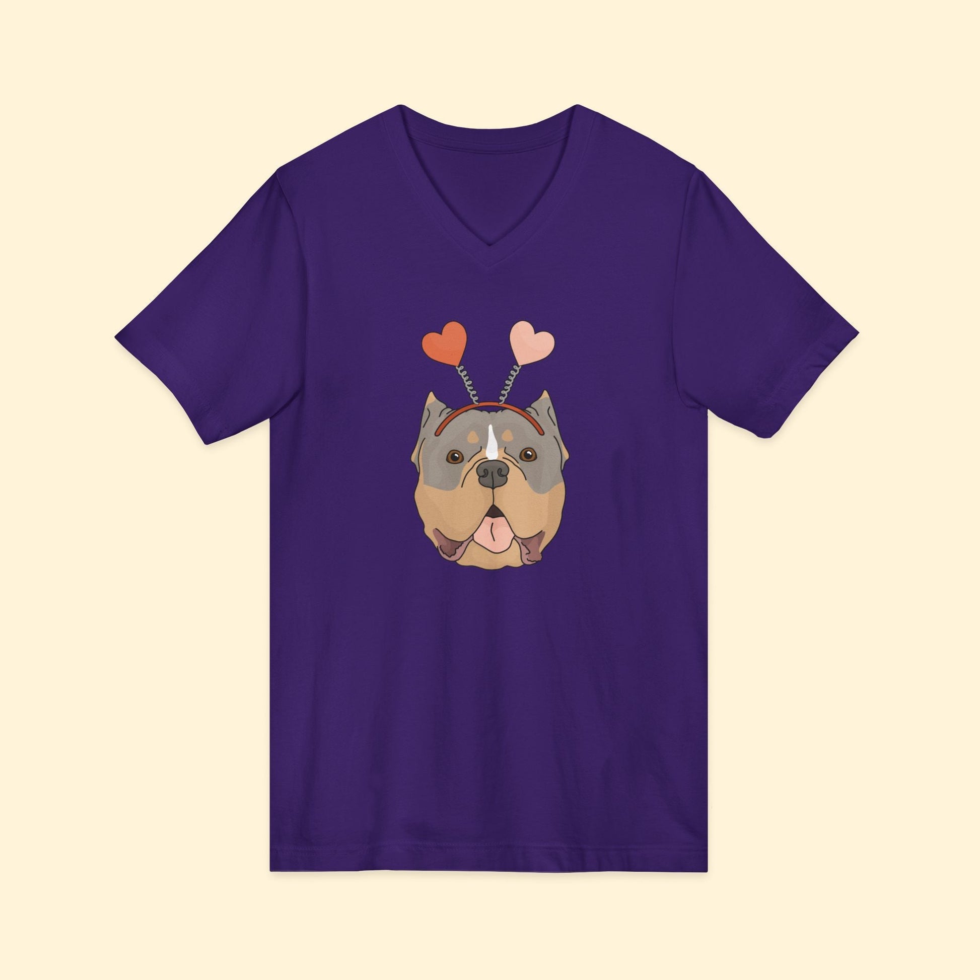 A Very American Bully Valentine | Unisex V - Neck Tee - Detezi Designs - 79528648795342784861