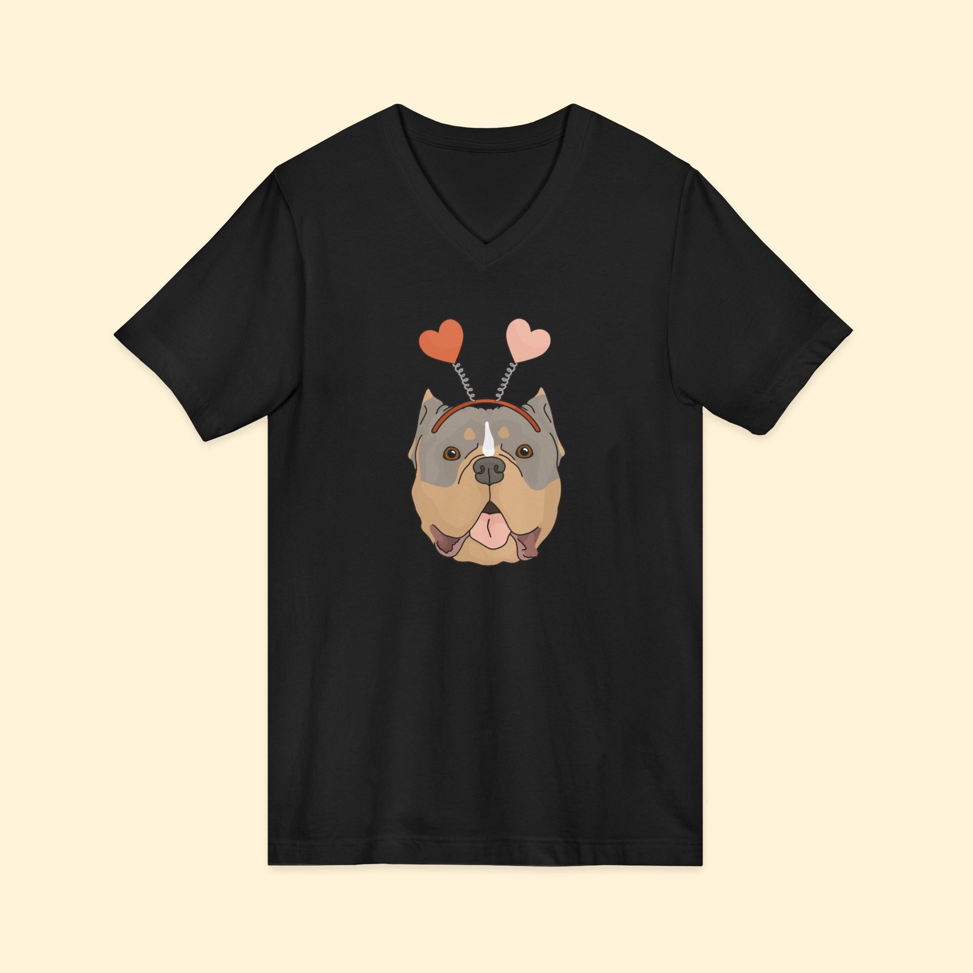 A Very American Bully Valentine | Unisex V - Neck Tee - Detezi Designs - 94262006735858806306