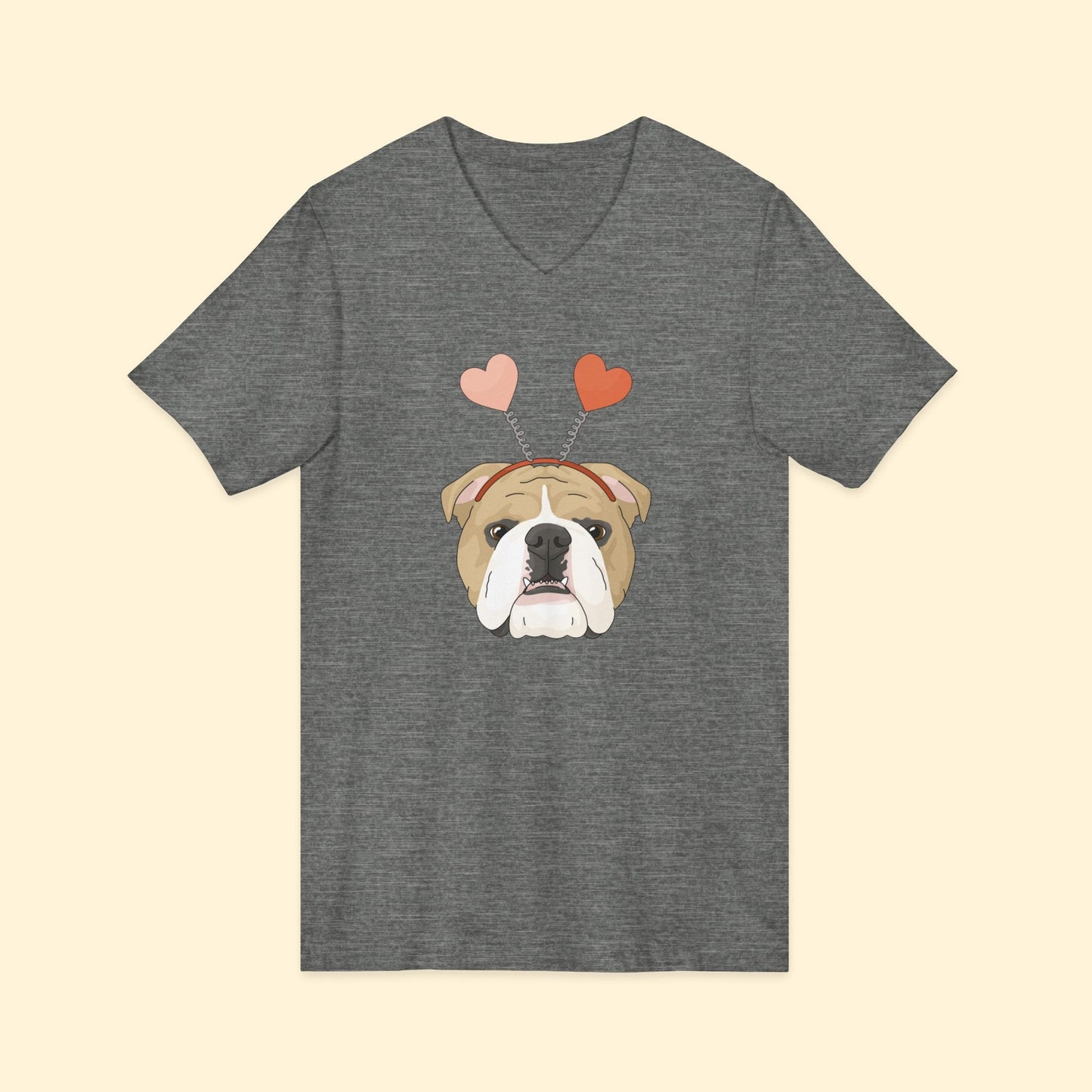 A Very Bulldog Valentine | Unisex V - Neck Tee - Detezi Designs - 14619476005747525600