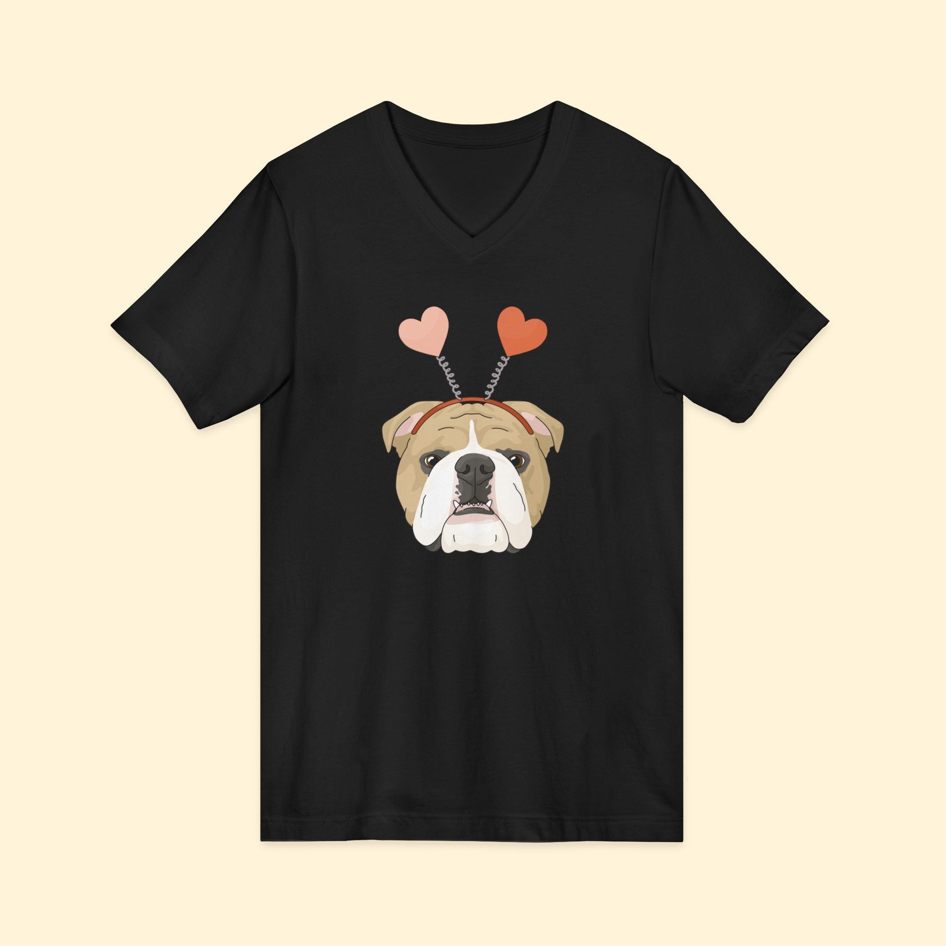 A Very Bulldog Valentine | Unisex V - Neck Tee - Detezi Designs - 17131760268152861271