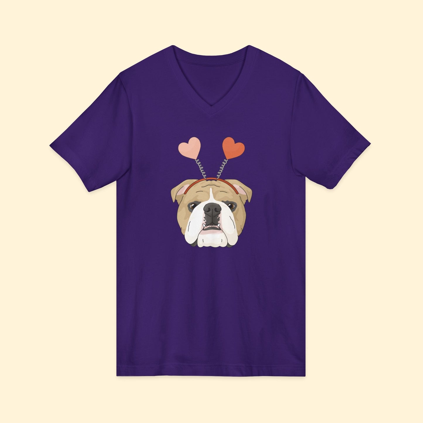 A Very Bulldog Valentine | Unisex V - Neck Tee - Detezi Designs - 92294456920354972839