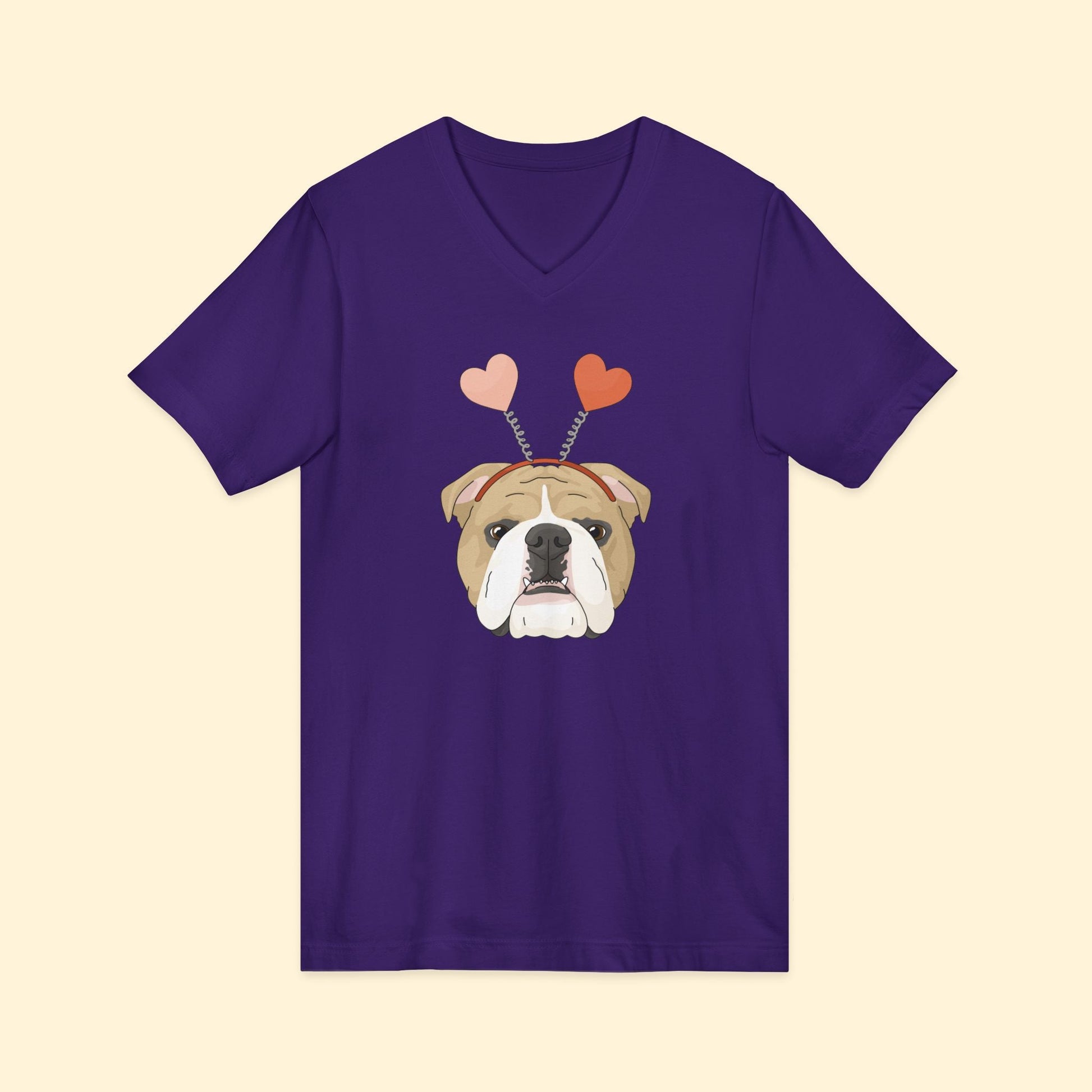 A Very Bulldog Valentine | Unisex V - Neck Tee - Detezi Designs - 92294456920354972839