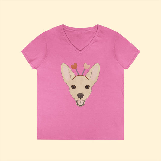 A Very Chihuahua Valentine | Ladies' V - Neck T-Shirt - Detezi Designs - 15404968737943841294