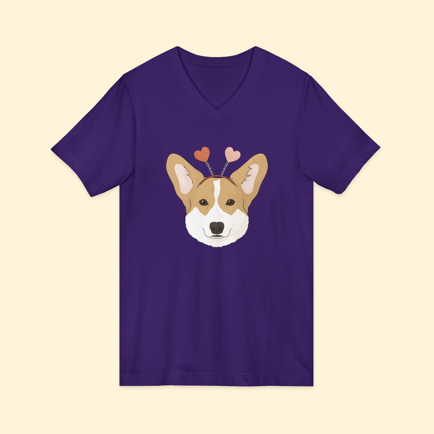 A Very Corgi Valentine | Unisex V - Neck Tee - Detezi Designs - 10434939061248758197