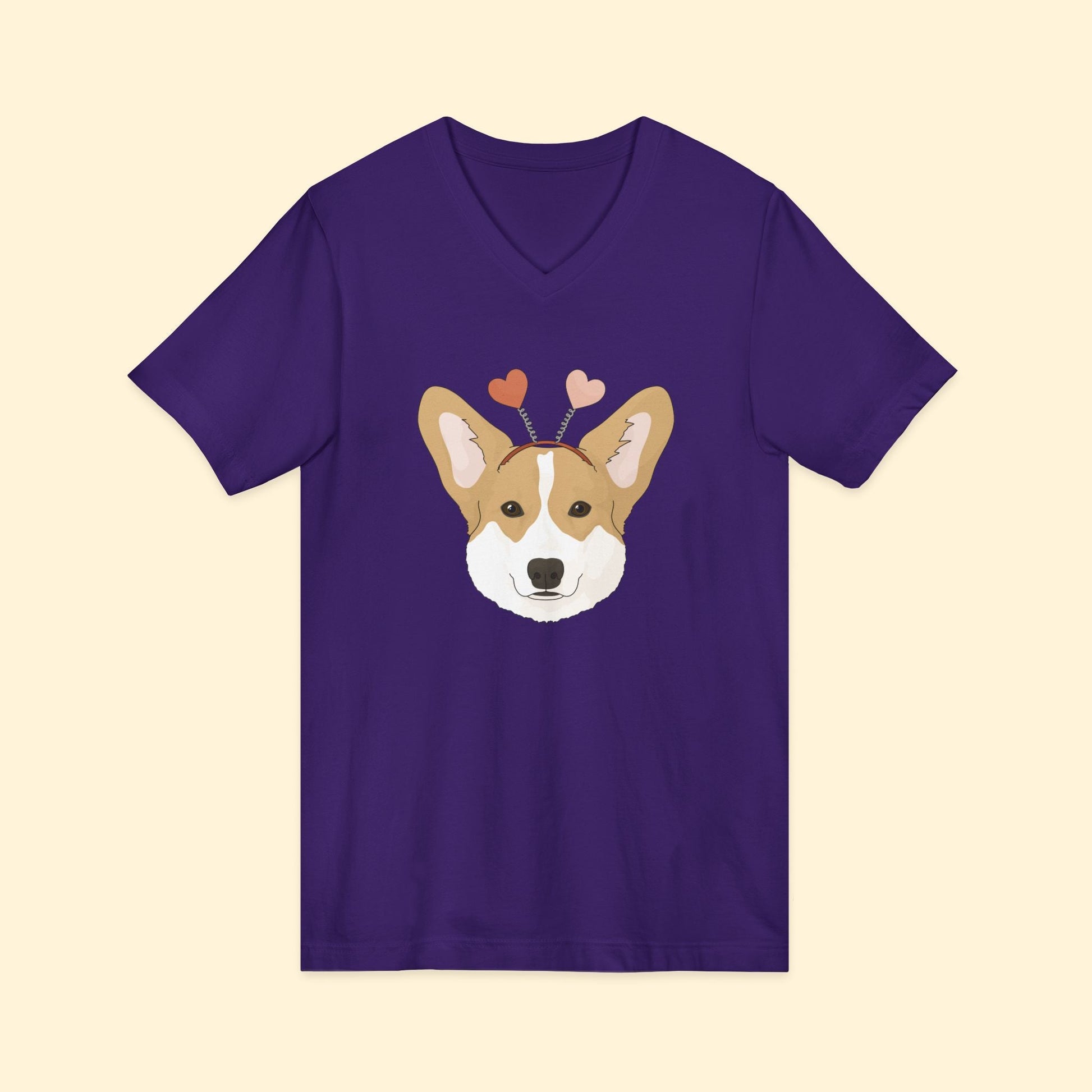 A Very Corgi Valentine | Unisex V - Neck Tee - Detezi Designs - 10434939061248758197