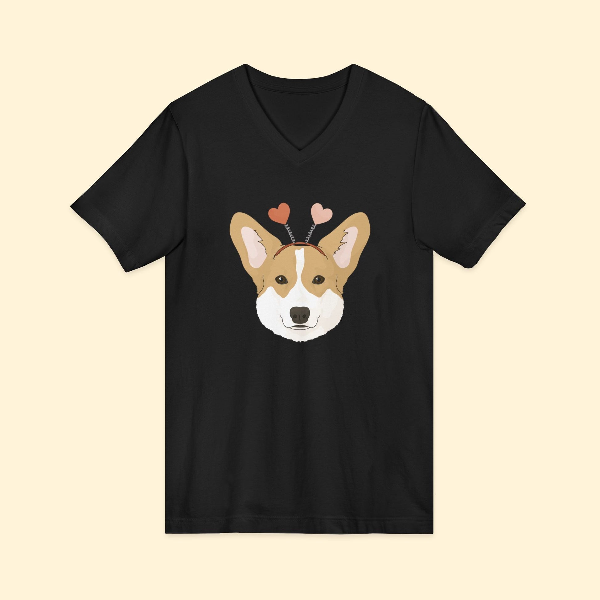 A Very Corgi Valentine | Unisex V - Neck Tee - Detezi Designs - 43696093936249215223