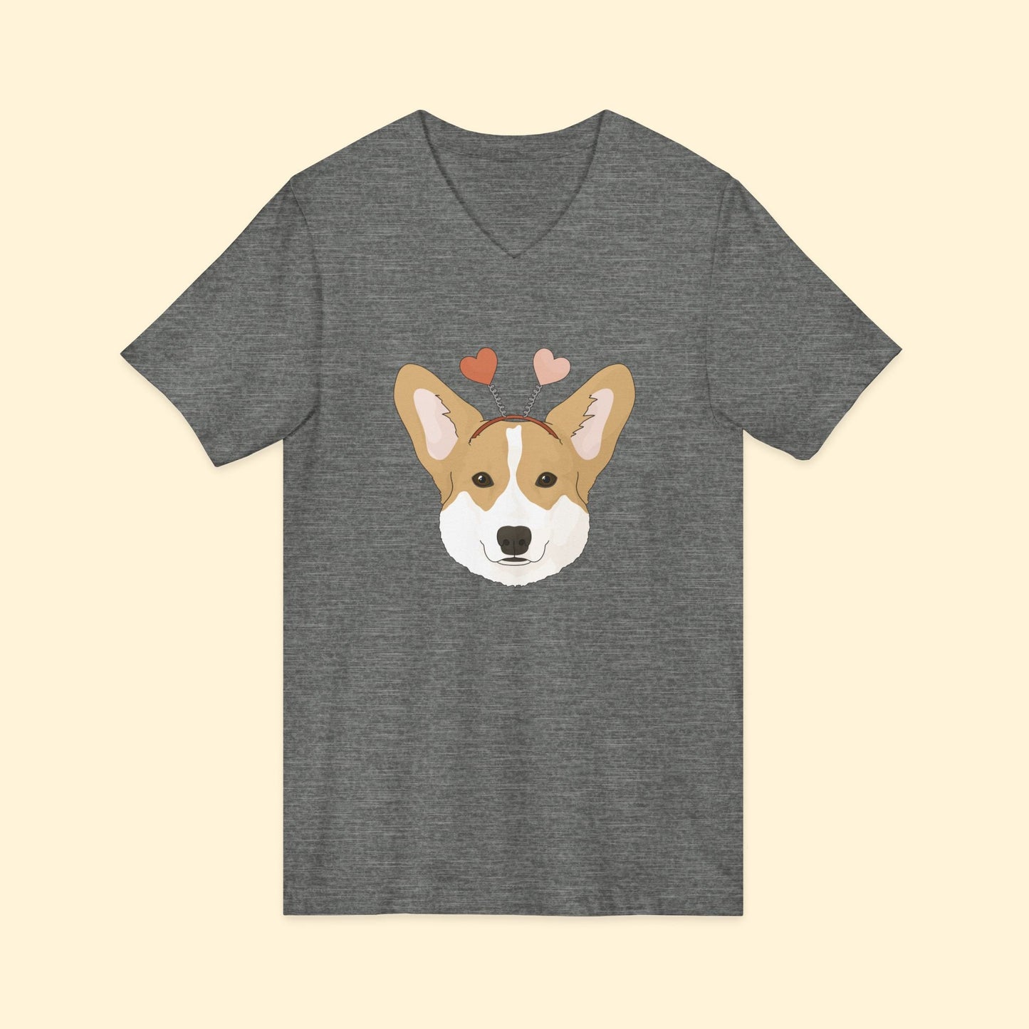 A Very Corgi Valentine | Unisex V - Neck Tee - Detezi Designs - 81246459123625765161
