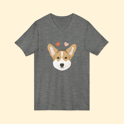 A Very Corgi Valentine | Unisex V - Neck Tee - Detezi Designs - 81246459123625765161