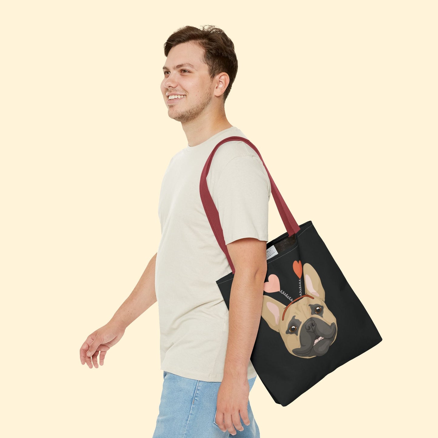 A Very Frenchie Valentine | Tote Bag - Detezi Designs - 26285116275978345769