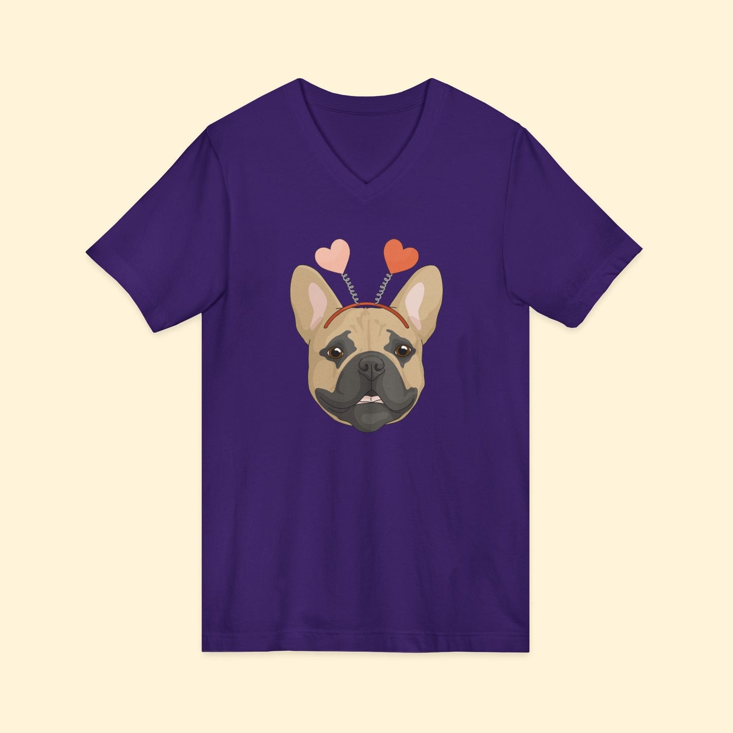 A Very Frenchie Valentine | Unisex V - Neck Tee - Detezi Designs - 27189625284055148873