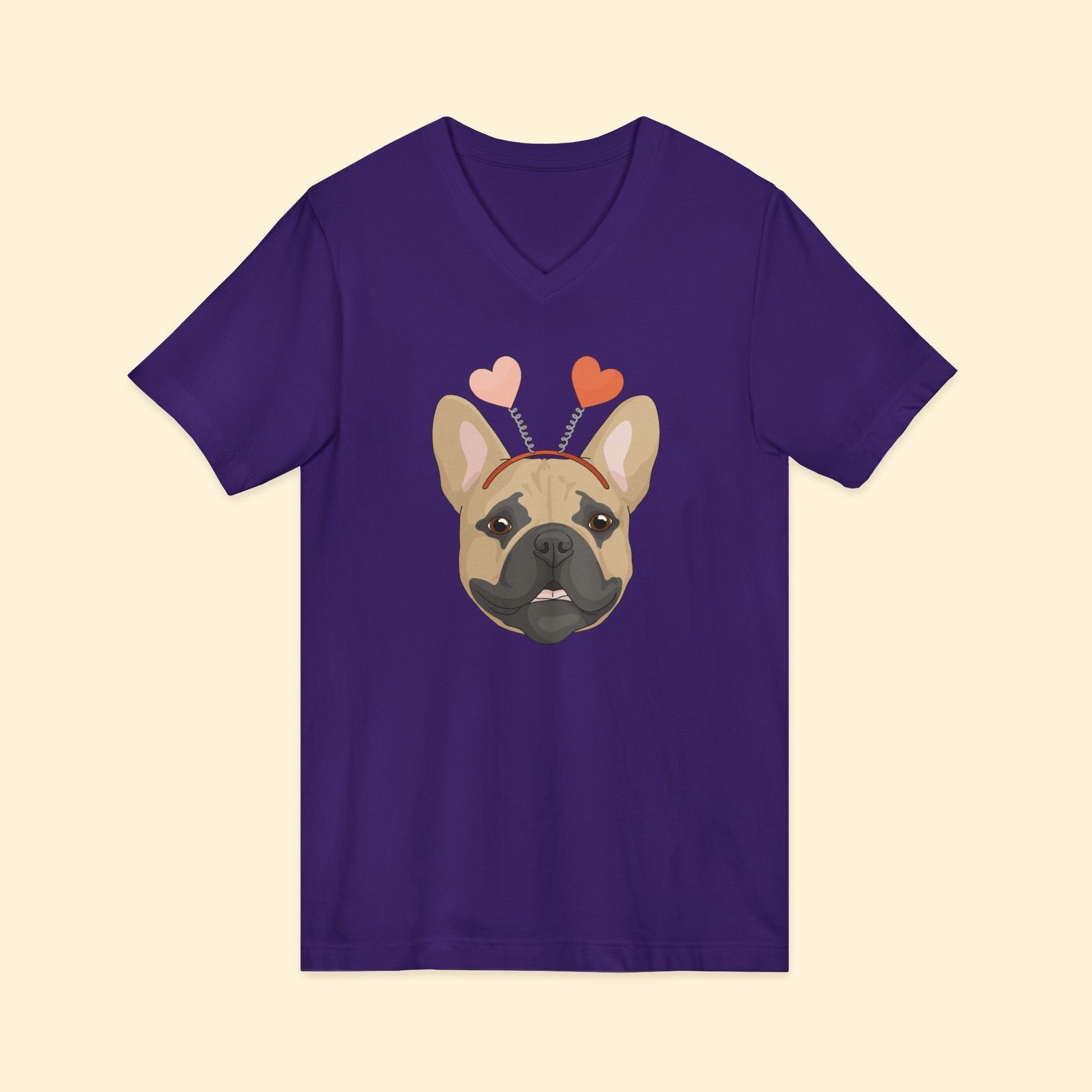 A Very Frenchie Valentine | Unisex V - Neck Tee - Detezi Designs - 27189625284055148873