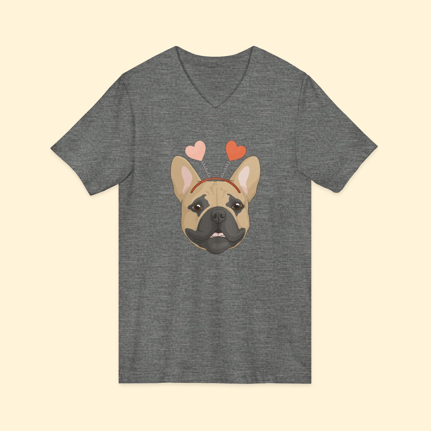 A Very Frenchie Valentine | Unisex V - Neck Tee - Detezi Designs - 27569123747715015984