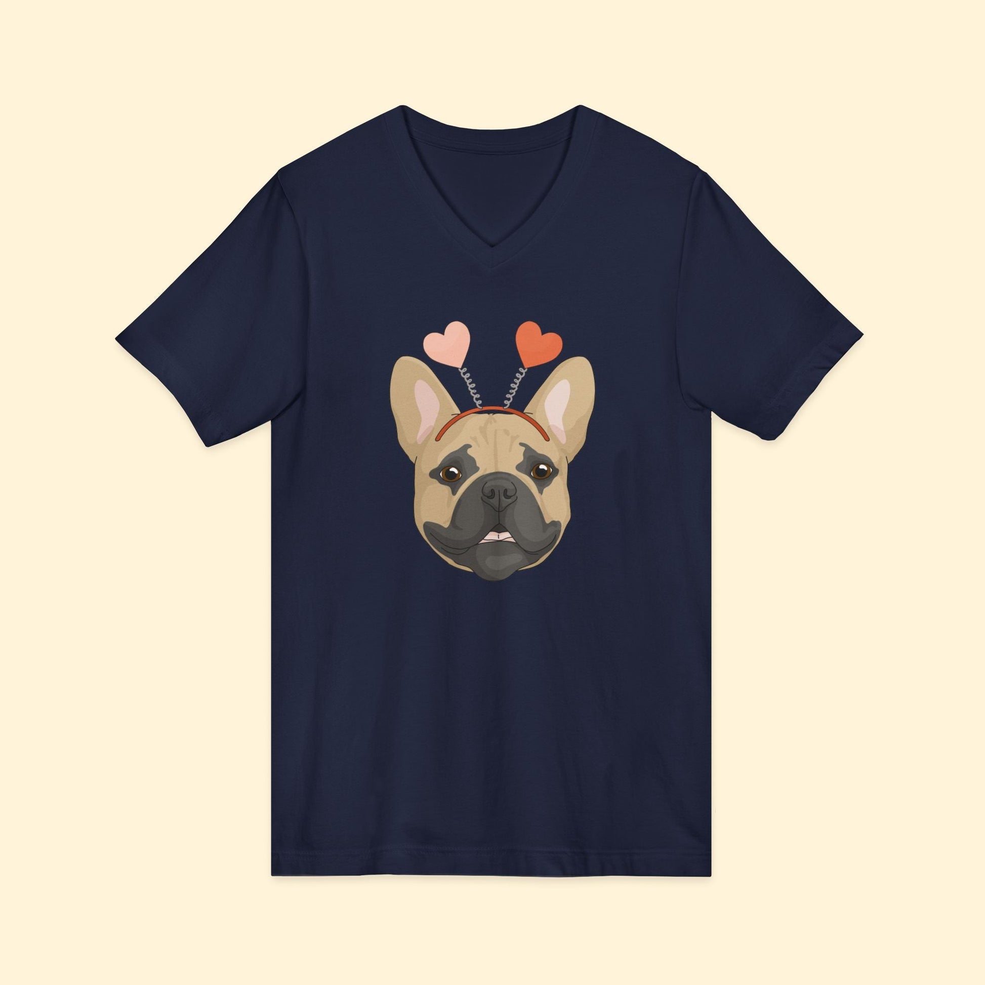 A Very Frenchie Valentine | Unisex V - Neck Tee - Detezi Designs - 70854175428326697146