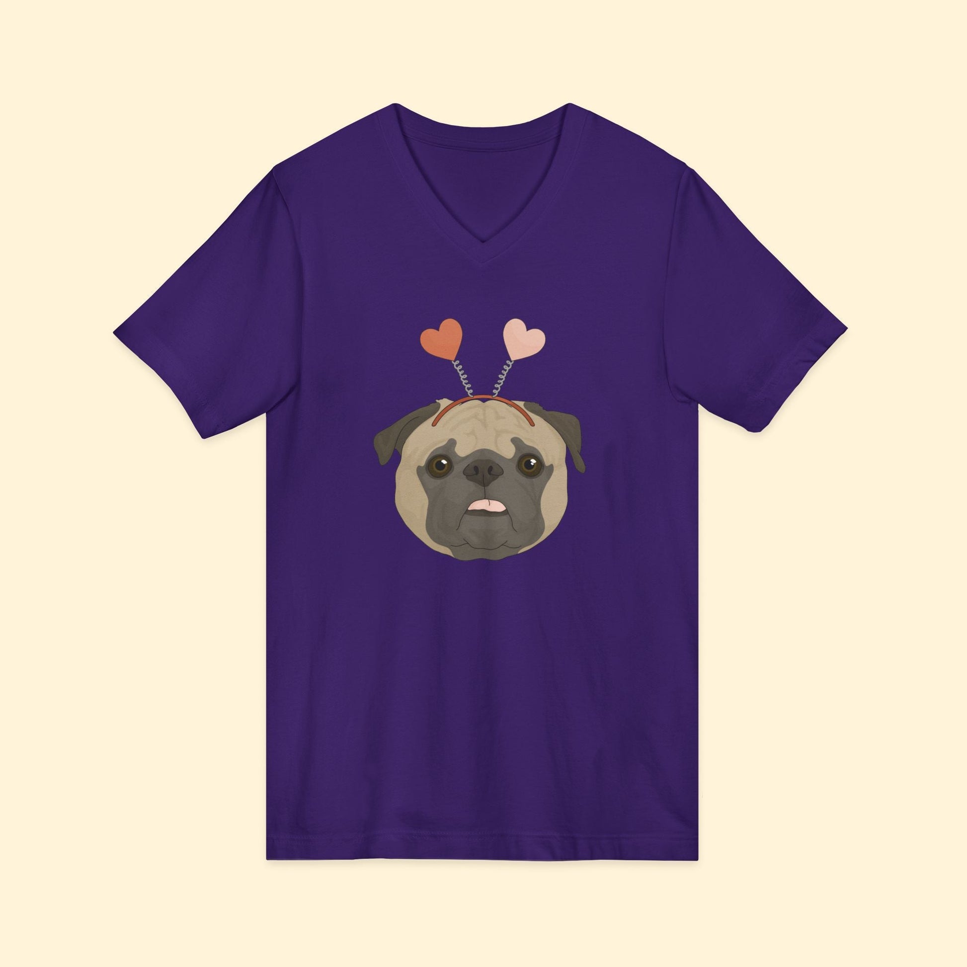 A Very Pug Valentine | Unisex V - Neck Tee - Detezi Designs - 25582833624627695580