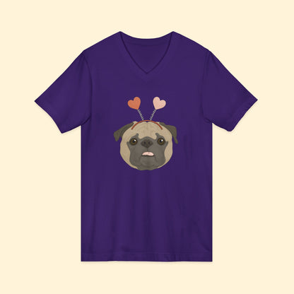 A Very Pug Valentine | Unisex V - Neck Tee - Detezi Designs - 25582833624627695580