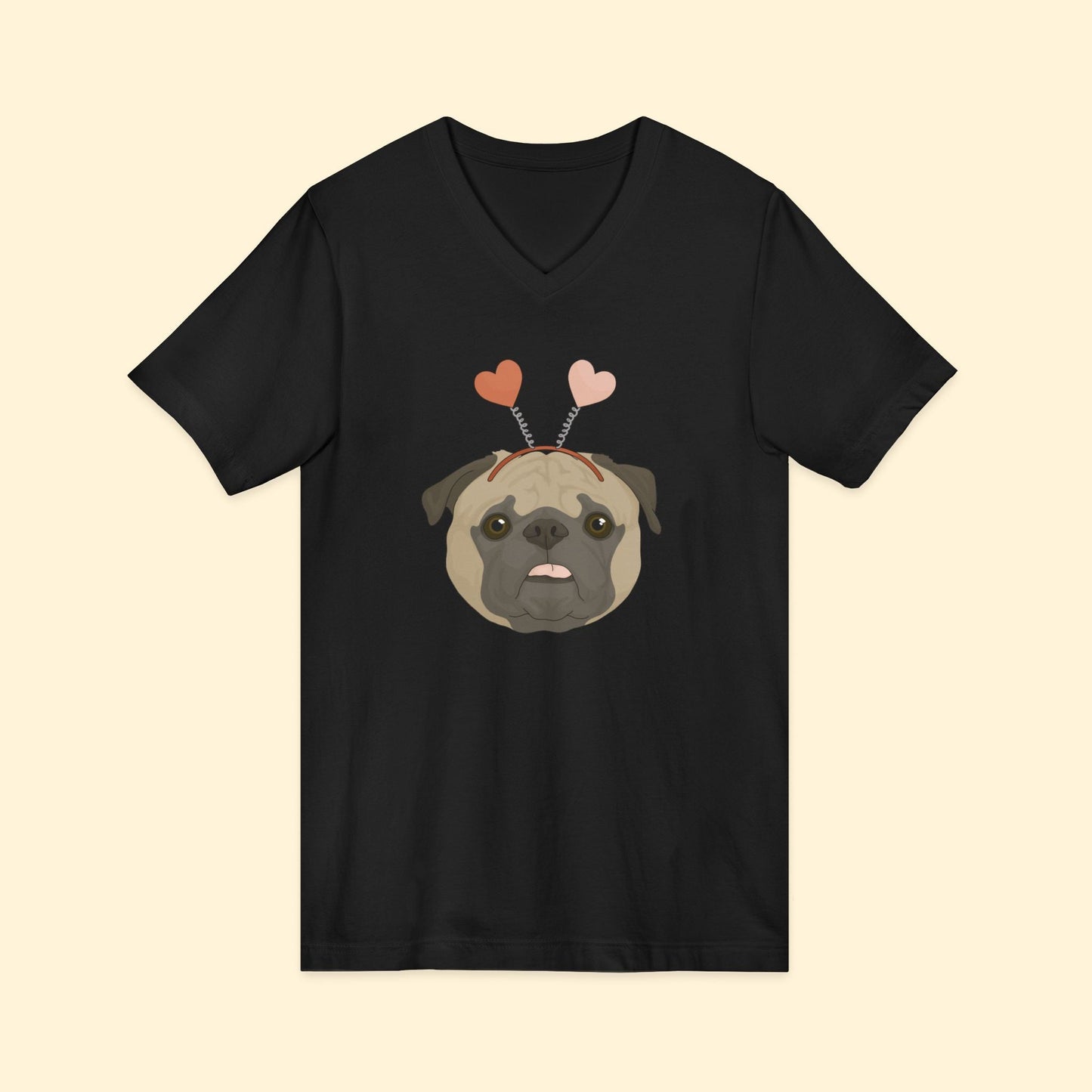 A Very Pug Valentine | Unisex V - Neck Tee - Detezi Designs - 30730924056468187878