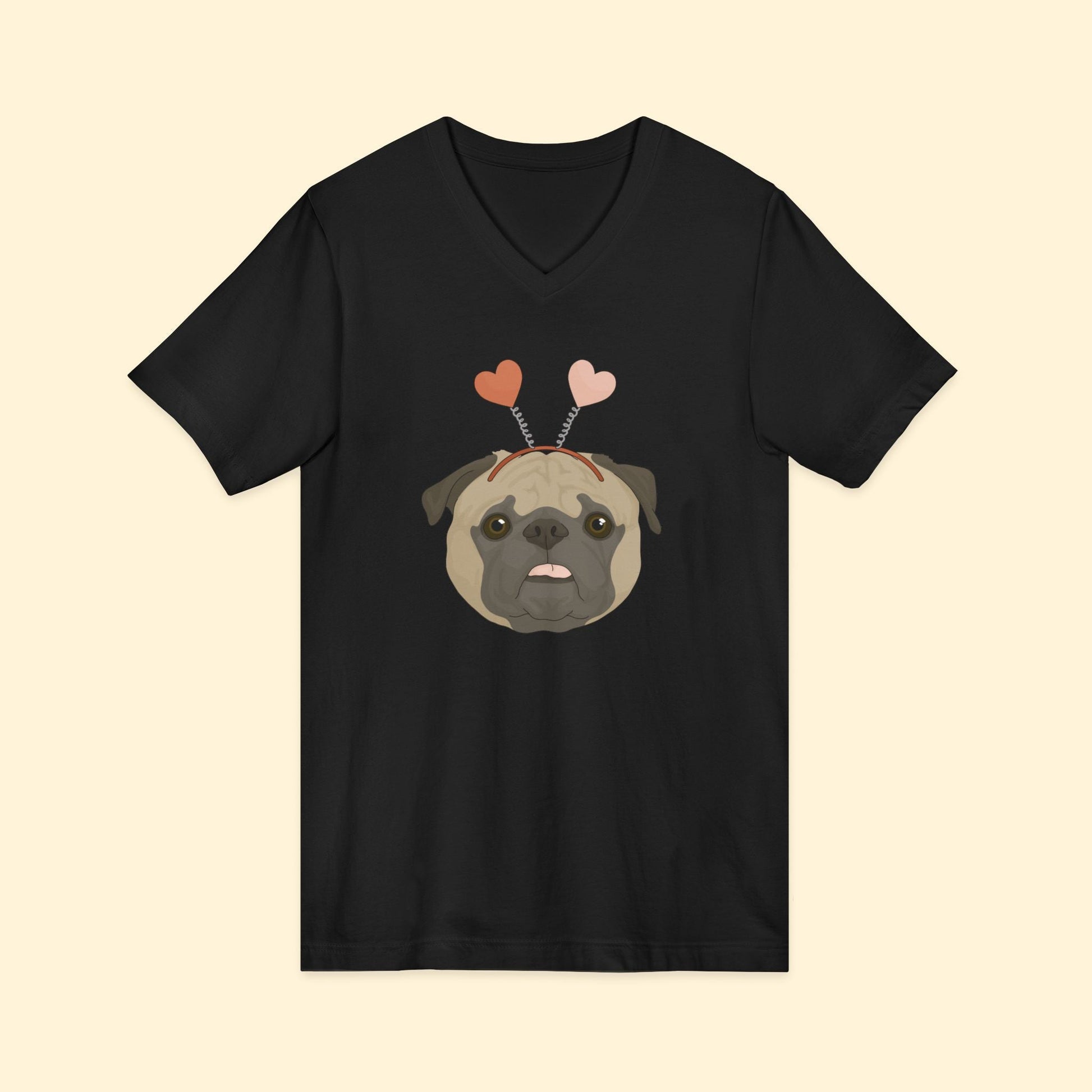 A Very Pug Valentine | Unisex V - Neck Tee - Detezi Designs - 30730924056468187878