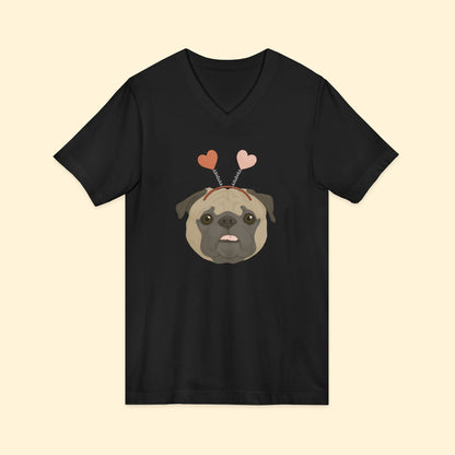 A Very Pug Valentine | Unisex V - Neck Tee - Detezi Designs - 30730924056468187878