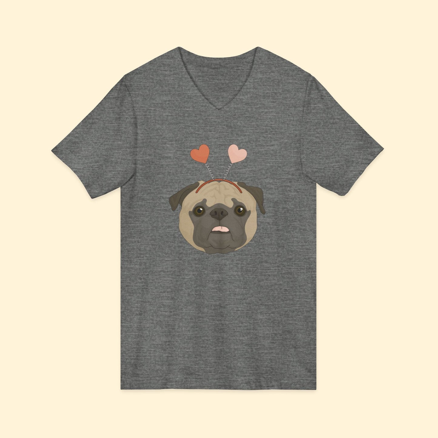 A Very Pug Valentine | Unisex V - Neck Tee - Detezi Designs - 33988223044426238398