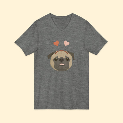 A Very Pug Valentine | Unisex V - Neck Tee - Detezi Designs - 33988223044426238398
