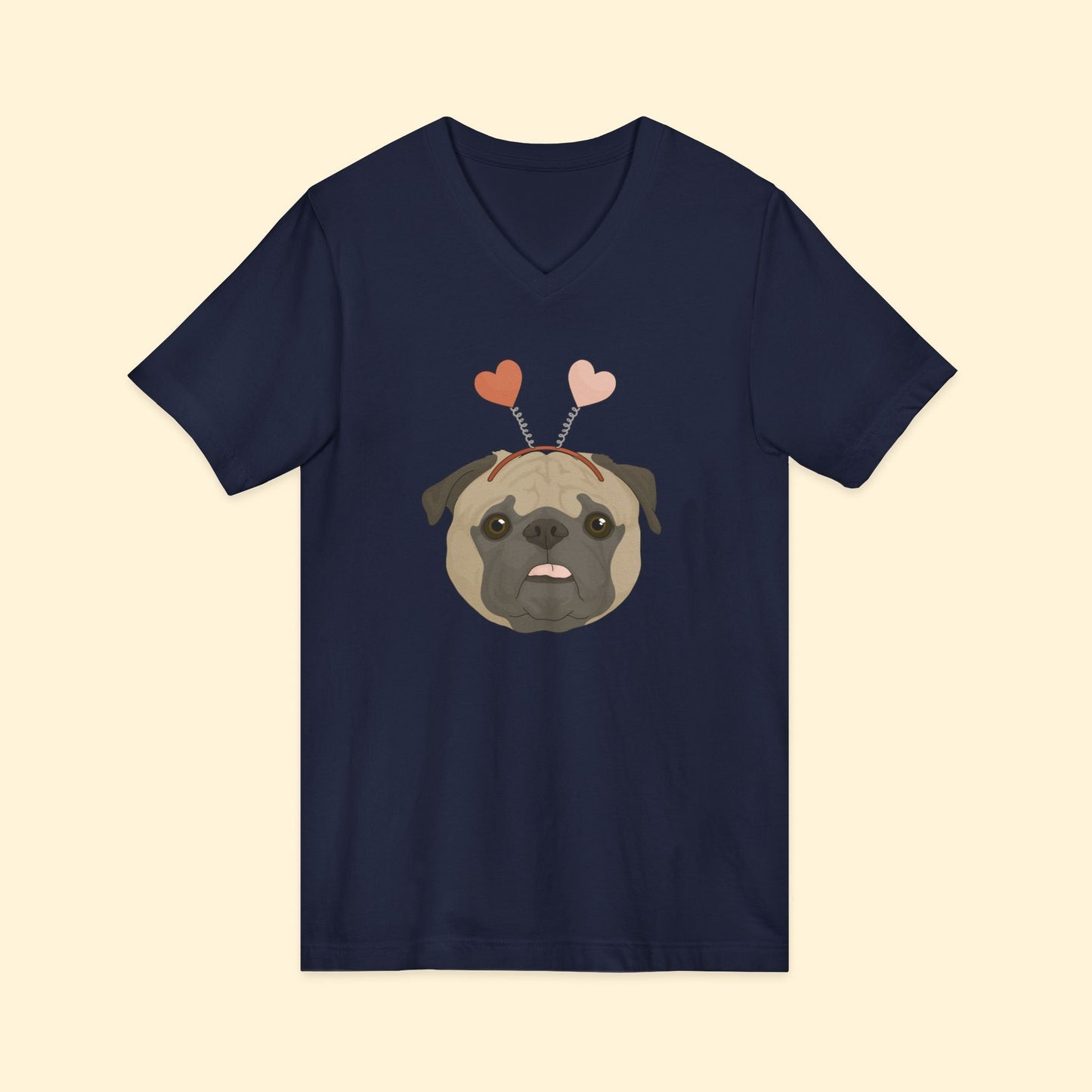A Very Pug Valentine | Unisex V - Neck Tee - Detezi Designs - 54567673124316209723